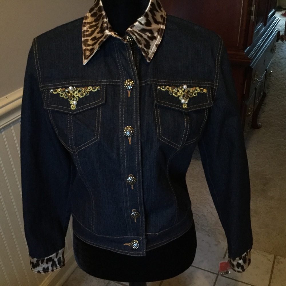V Cristina Dark Blue Denim Jacket Size PM